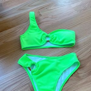 2021 One Shoulder electric green bikini